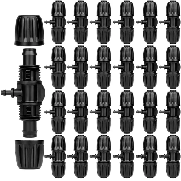 Accesorios de riego por goteo de 1/2 a 1/4, paquete de 25 tubos de riego por goteo en T con púas de 1/2 pulgada a accesorio de tubo de riego de 1/4 pulgada - 1