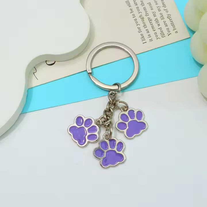 Llavero de Esmalte Lindo con Patas de Gato y Perro Accesorio de Bolso para Mujeres y Hombres - 1
