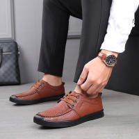 Los mocasines de cuero de vaca con cordones informales de negocios para hombre son cómodos y livianos - details 12