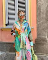 Conjunto de camisa y pantalones con estampado informal para mujer, Top holgado con cuello vuelto y botella única - details 13