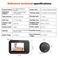 Timbre de Puerta Inteligente Elecpow con Cámara Infrarroja y Visión Nocturna LCD de 2.4 Pulgadas Almacenamiento Automático de Fotos 3 Tonos - details 8