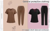 Uniforme de enfermera de color sólido para mujer, traje de pantalones de manga corta con cuello en V de tela de secado rápido, uniforme de enfermería con múltiples bolsillos - details 65