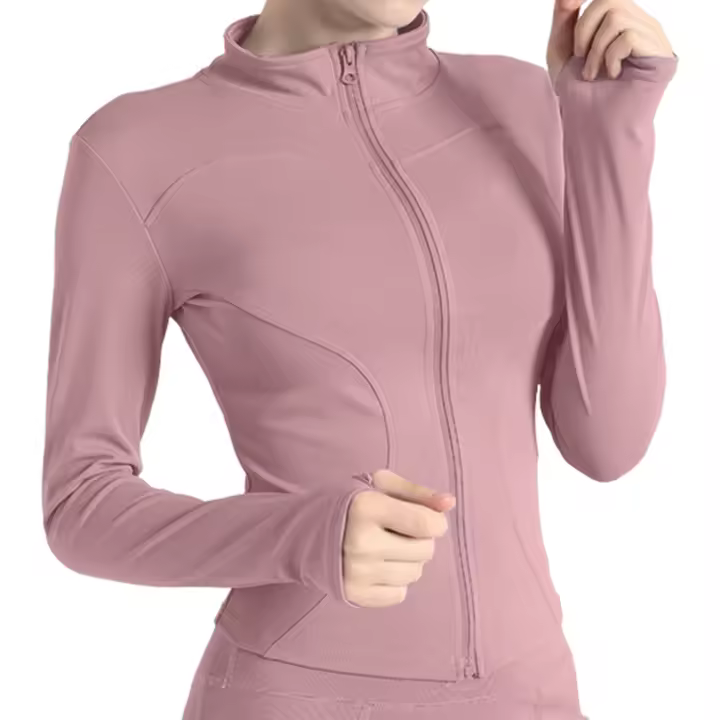 Chaqueta de entrenamiento ligera con cremallera completa para mujer, ropa deportiva ajustada para Yoga, manga larga, sin peso, protección UV - 1
