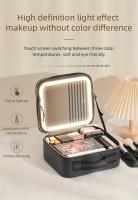 Estuche de maquillaje portátil elegante con espejo LED, organizador de PU ajustable, sin forro y apto para viajes - details 3