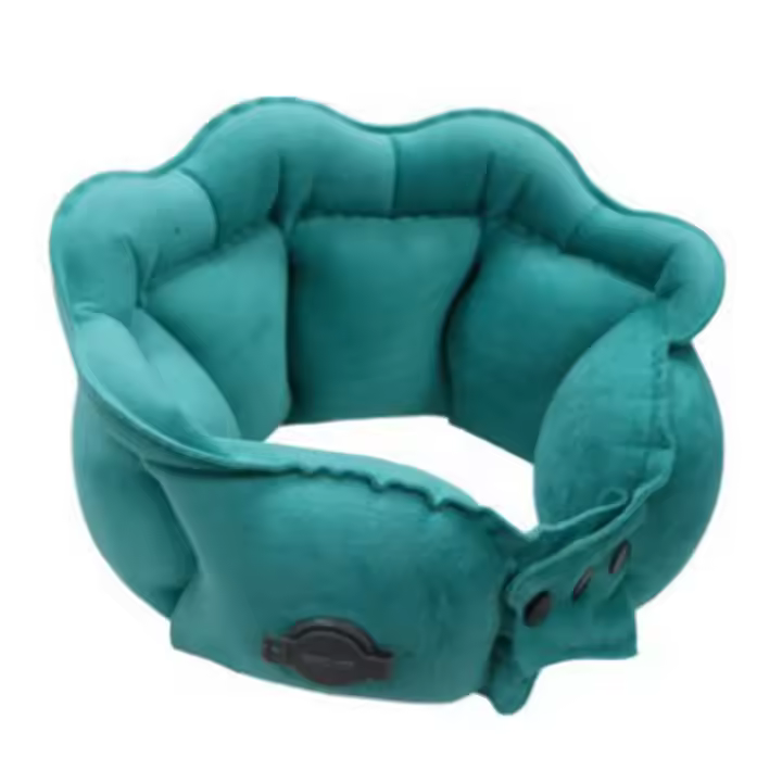 Almohada de viaje inflable en forma de U para relajación, cojín plegable suave para soporte del cuello, almohadilla portátil para ahorrar espacio, almohadilla para el cuello, avión - 1