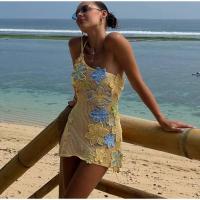 OUWU-Conjunto de falda larga de punto para mujer, top de bikini bordado floral, falda de cintura, elegante vestido de playa de verano - details 12