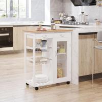 Carrito de Cocina Multiusos con Ruedas Ideal para Baño Dormitorio Estantería de Madera 70x37x85cm - details 1