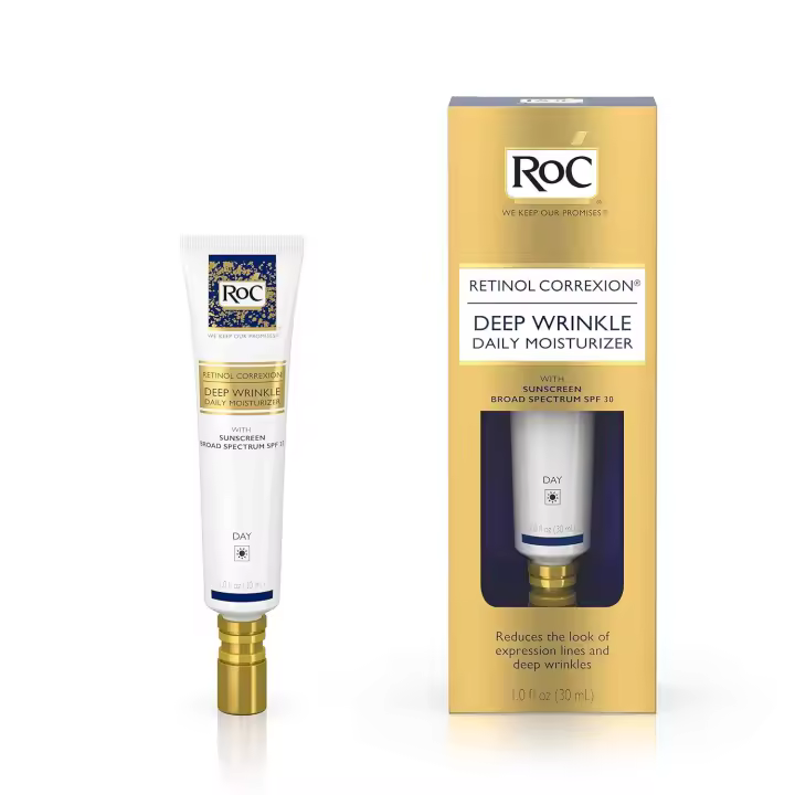 Hot RoC Retinol Correxion Hidratante antienvejecimiento diario para arrugas profundas con protector solar SPF 30 de amplio espectro, 1 fl. oz - 1