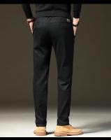 Ropa de marca, pantalones informales cálidos de lana para invierno, pantalones Cargo aterciopelados ajustados de trabajo de sarga marrón y gris con cintura elástica de algodón para hombre - details 12