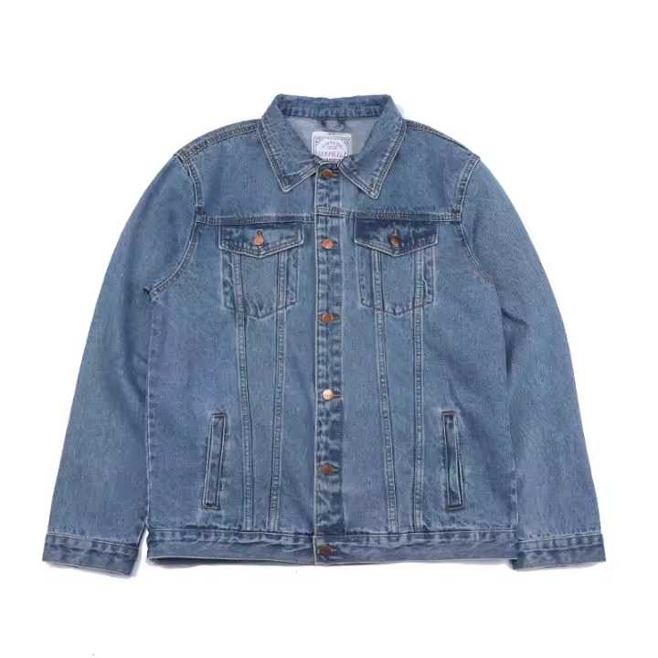Chaqueta vaquera azul sólida de talla grande, estilo casual, vintage, de calidad, para hombre, primavera/otoño 2025 - 1