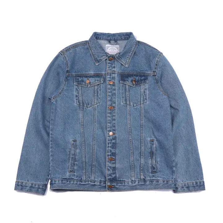Chaqueta vaquera azul sólida de talla grande, estilo casual, vintage, de calidad, para hombre, primavera/otoño 2025 - 1