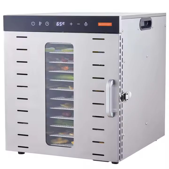 SucceBuy Máquina deshidratadora de alimentos de 10 bandejas, acero inoxidable, 1000 W, para secado de cecina y frutas - 1
