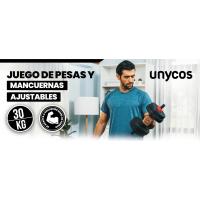 Juego de Mancuernas Ajustables 4 en 1 con Barra Recta de Conexión, Discos