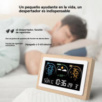 Reloj Meteorológico Multifuncional Pantalla de Colores Medidor de Temperatura y Humedad Interior y Exterior Despertador Electrónico de Predicción del Tiempo - details 10