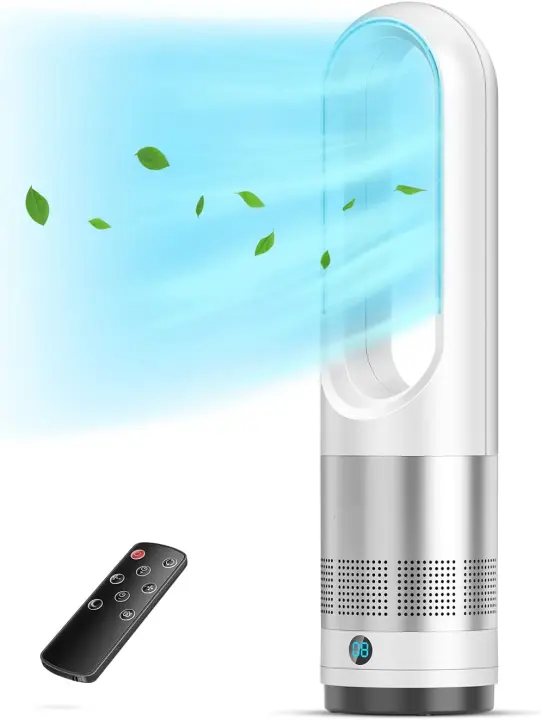 Acoolir-Ventilador de Torre Silencioso Seguro, sin Aspas, Oscilación de 80 °, 8 velocidades, Temporizador 8H, Ve - 1