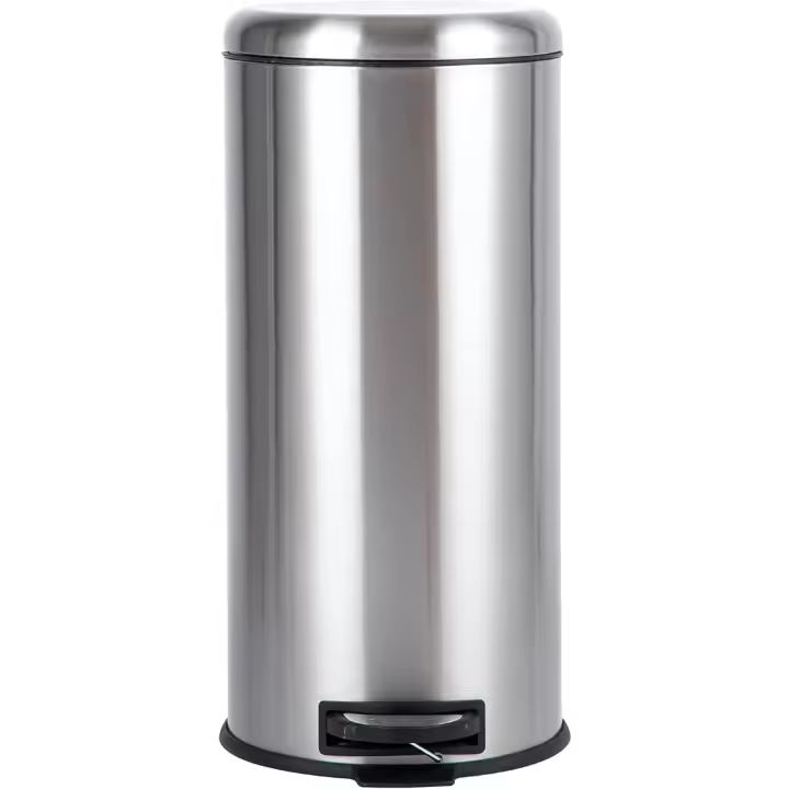 37,49 x 30,51 x 64,01 cm Bote de basura con pedal Redonda, Acero Inoxidable, 30L - 1