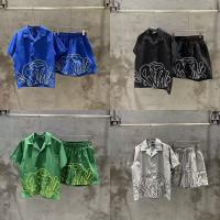 Syna World Drill Summer Shorts Set Camisa de manga corta de algodón Hip Hop para hombre - details 4