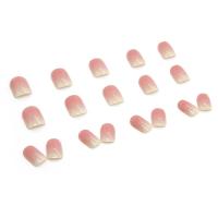 24 PCs Uñas Postizas Cortas Francésas Con Gradiente Sólido Gel De Jalea Y Archillo En Combo Para Belleza Y Estética - details 3