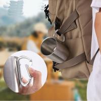 Taza de acero inoxidable de 220/300ml, gancho de mosquetón, mango portátil para caminata, taza para acampar, viaje, multifuncional, para acampar al aire libre, 1 Uds. - details 5