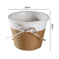Flor fresca con cuerda de papel, tejido pequeño en el césped, cesta decorativa, cubierta interior ETA, contenedor de plantas - details 6