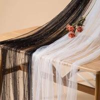 Mantel de perlas blancas, camino, decoración de gasa, velo de novia, mantel de postre Ense - details 4