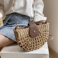 Bolso de paja para mujer, bandolera semicircular hecha a mano de ratán, bolso de mano para viaje y playa - details 7