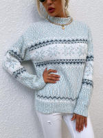 Suéter cálido de punto para mujer, jersey de cuello medio alto, copo de nieve, otoño e invierno, 2023 - details 15