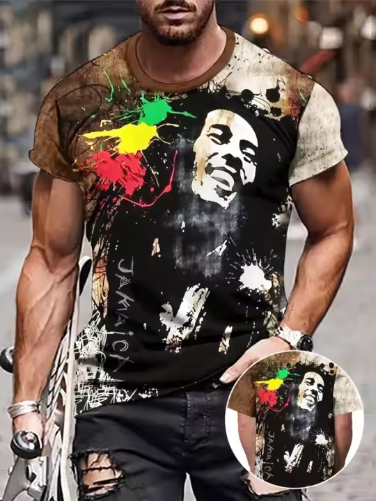 1 camiseta con estampado digital de moda 3D, camiseta con estampado completo, camiseta unisex adecuada para todas las estaciones, camiseta de manga corta adecuada para uso diario, hogar, viajes, fitness, adecuada para playa, fiestas y actividades al aire - 1