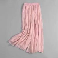 Pantalones informales de pierna ancha de gasa para mujer, Pantalón recto fino, holgado, transpirable, de doble capa, largos de cintura alta a la moda - details 5