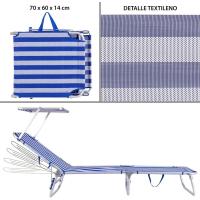 Silla de Playa Tumbona con Parasol Rebanable de 3 Posiciones Convertible en Cama Verde Aguamarina de Aluminio y Textileno Tamaño 190x58x25 cm - details 8