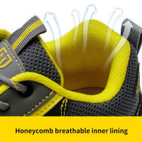Zapatos de seguridad con punta de acero para hombre, zapatillas de trabajo transpirables, ligeras e indestructibles - details 7