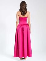 Verano 2025 nuevo vestido largo de vacaciones junto al mar adelgazante de cintura, vestido con tirantes rojo rosa francés para niños - details 5