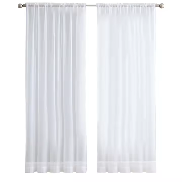 Cortinas de tul blanco para decoración de sala de estar, velo de gasa transparente sólida, Súper suave, gran sensación de mano, moderno, 2 piezas - 1