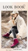 Botas de nieve cálidas antideslizantes para mujer, botines impermeables al aire libre, zapatos de senderismo de piel, zapatillas de felpa con cordones, Invierno - details 7
