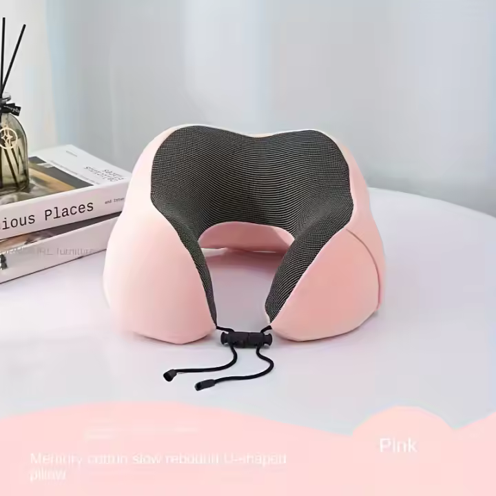 1 almohada de espuma de memoria en forma de U para mejorar la calidad del sueño, almohada de algodón suave y sin olor para viajes en avión, siesta en la oficina, soporte interior de columna cervical y accesorio de decoración - 1