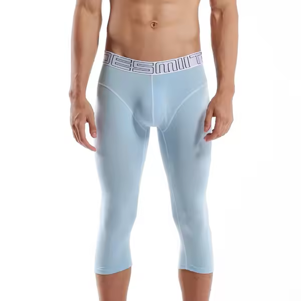 3/4 Leggings Men Compression Pants Running Gym Tights Fitness Leggins Sportswear Shorts High Elastic Breathable Sport Long John - 1