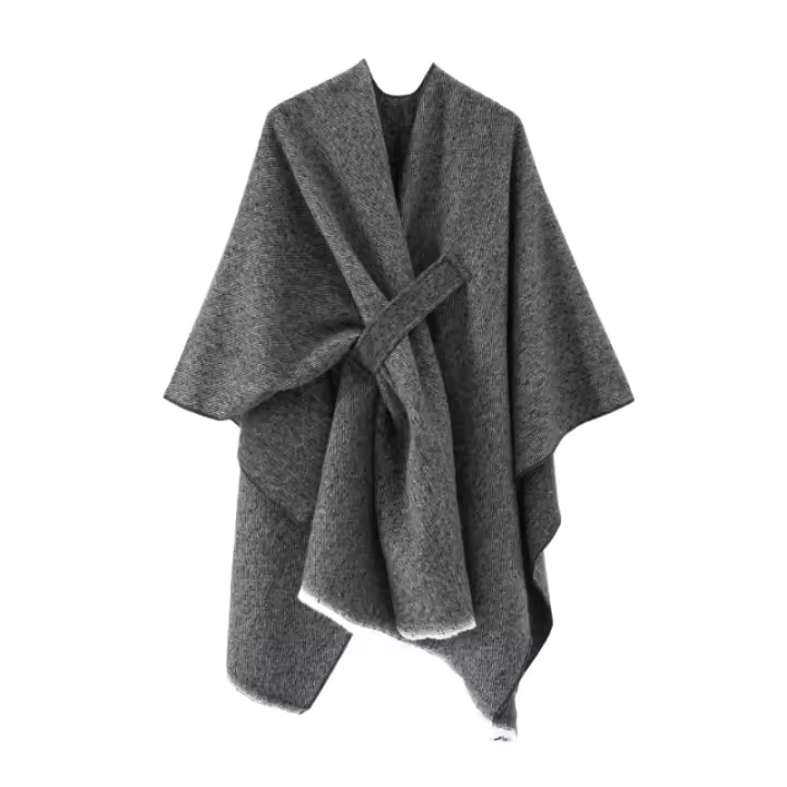 Cachemira de imitación sólida a prueba de viento para mujer, chal grande de ropa de mujer a la moda, combinable, color único cálido explosivo, capa suave - 1
