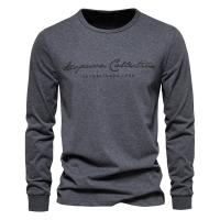 Camiseta de manga larga de algodón para hombre, camisetas informales con estampado de letras de Color sólido para hombre, camisetas nuevas de primavera, ropa para hombre - details 1