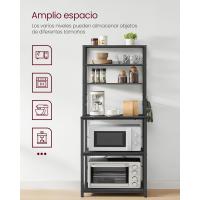EstanterÍa de Cocina, EstanterÍa de PanaderÍa, 6 Estantes y 6 Ganchos, para Microondas, Marco de Acero, Industrial, 40 x 80 x 167 cm, MarrÓn RÚstico y Negro - details 13