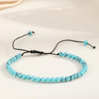 Mini pulseras de piedras preciosas de energía de 4 mm, pulsera de turquesa azul claro con cuentas de piedra natural - details 1