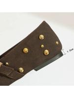 Zapatos de Ballet Planos para Mujer con Diseño de Remaches Dorados Suela Suave Antideslizante con Cinturón de Gamuza Sintética y Tirante de Metal - details 3