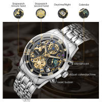 【 Italia 2025 Gran Venta 】 Reloj de Cuarzo para Hombre con Calendario y Cronógrafo - Diseño Nórdico Esqueleto, Acero Inoxidable Impermeable 3ATM, Ideal para Trajes de Negocios y Regalos Elegantes - details 6