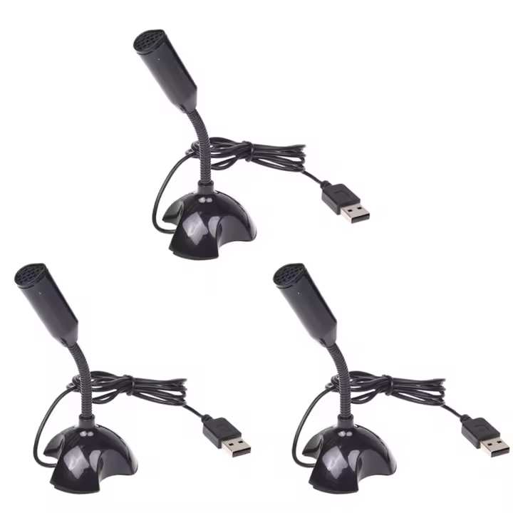 Micrófono USB Web Flexible con cancelación de ruido, soporte para Mac, PC, ordenador portátil, 3 uds. - 1