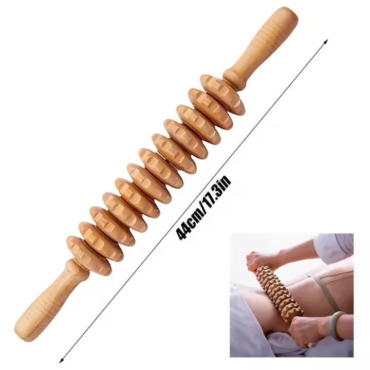 Masajeador de Rodillos de Madera Herramienta de Drenaje Límpico Anti-Celulitis - 1