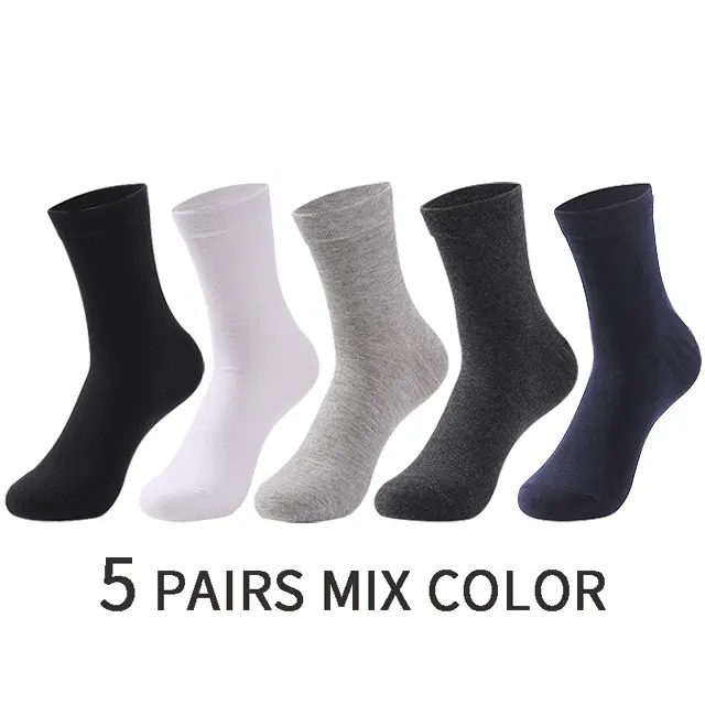 Calcetines finos de algodón para hombre, medias suaves y transpirables, color blanco y negro, 5 pares - 1