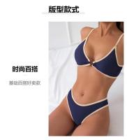 2025 Nuevo color bloqueado cuello colgante sexy mujer playa traje de baño bikini conjunto - details 1