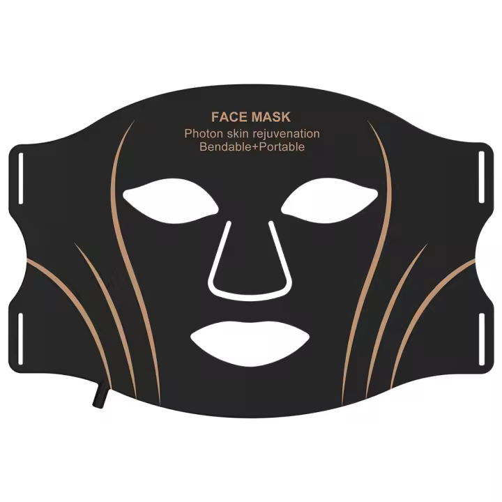 Máscara de terapia de luz para mascarillas faciales en casa Cuidado de la piel, 309 LED Luz y máscara de terapia de luz LED mejorada para el cuello, 7 colores Máscara LED plegable flexible Terapia de luz Todo tipo de piel (juego negro) - 1
