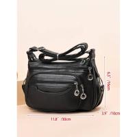 Bolso cruzado informal para mujer, bandolera de cuero de PU, bolso de mano con decoración con cremallera, mochila de lujo de alta gama - details 4
