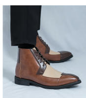 Zapatos de cuero de caña alta de negocios de costura de moda - details 14