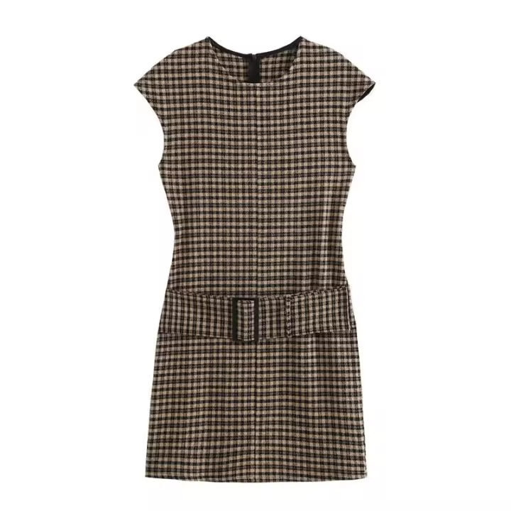 Vestido clásico de doble tela con cinturón para mujer, estilo personalizado - 1